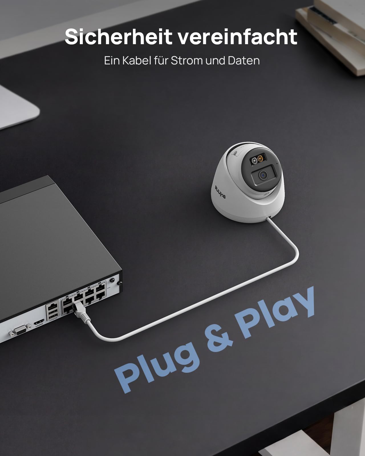 ANNKE 3K PoE Überwachungskamera Aussen, IP Kamera mit Personen- und Fahrzeugerkennung, Audio und microSD Kartensteckplatz, 100 Fuß Nachtsicht, IP67 Wasserfest, H.265+ (Update-Version von C500) | IP Kamera mit Zwei-Wege Audio, 100 Fuß Nachtsicht, 512GB mic