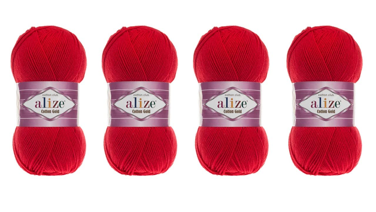 4 Knäuel 55% Baumwolle 45% Acryl Garn Alize Cotton Gold Garn Häkeln Handstricken Kunst Lot von 400 gr 1444 yds (56)