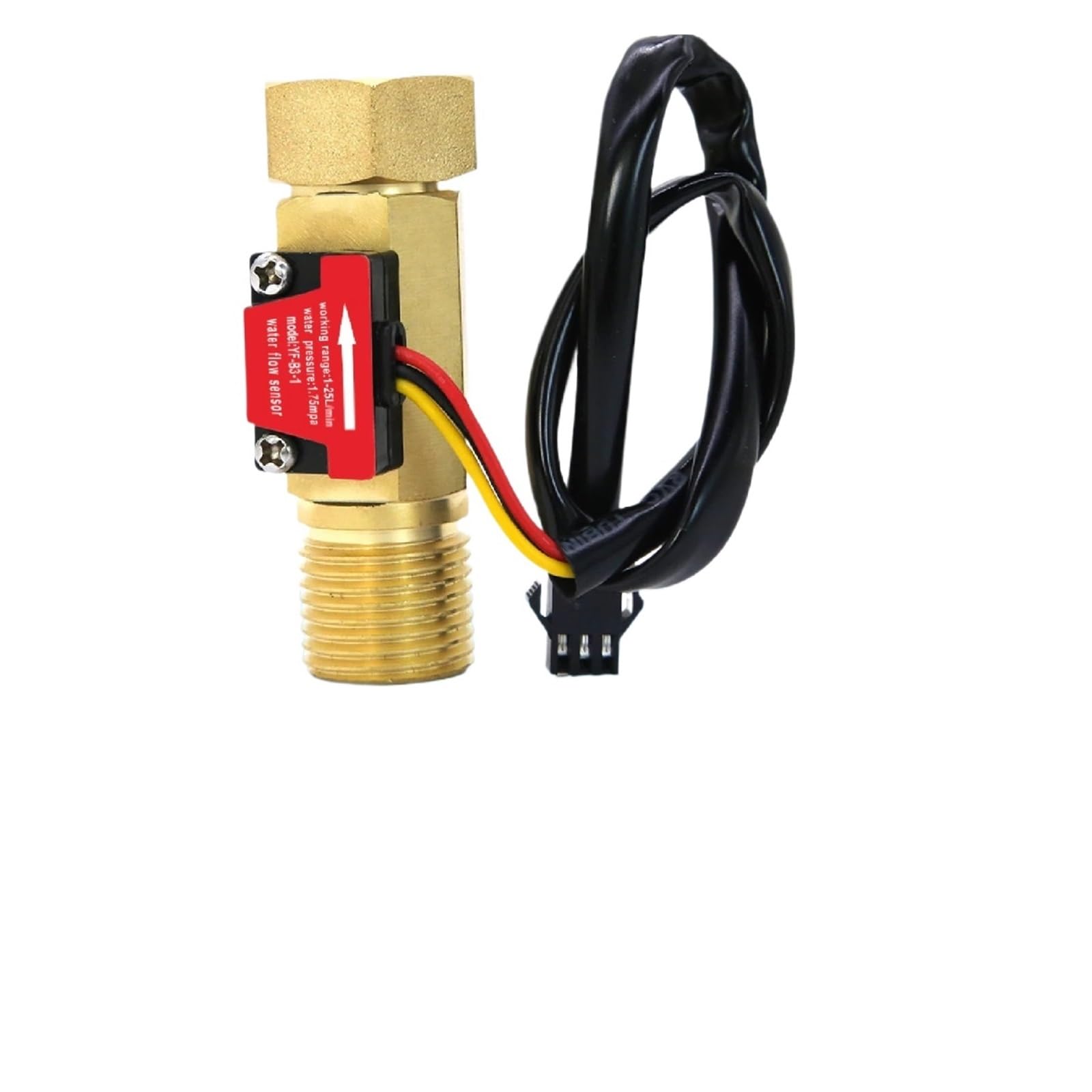 BALYDLUL Copper Flowmeter YF-B1 Water Sensor Inline Brass G1/2(B1-6mm)