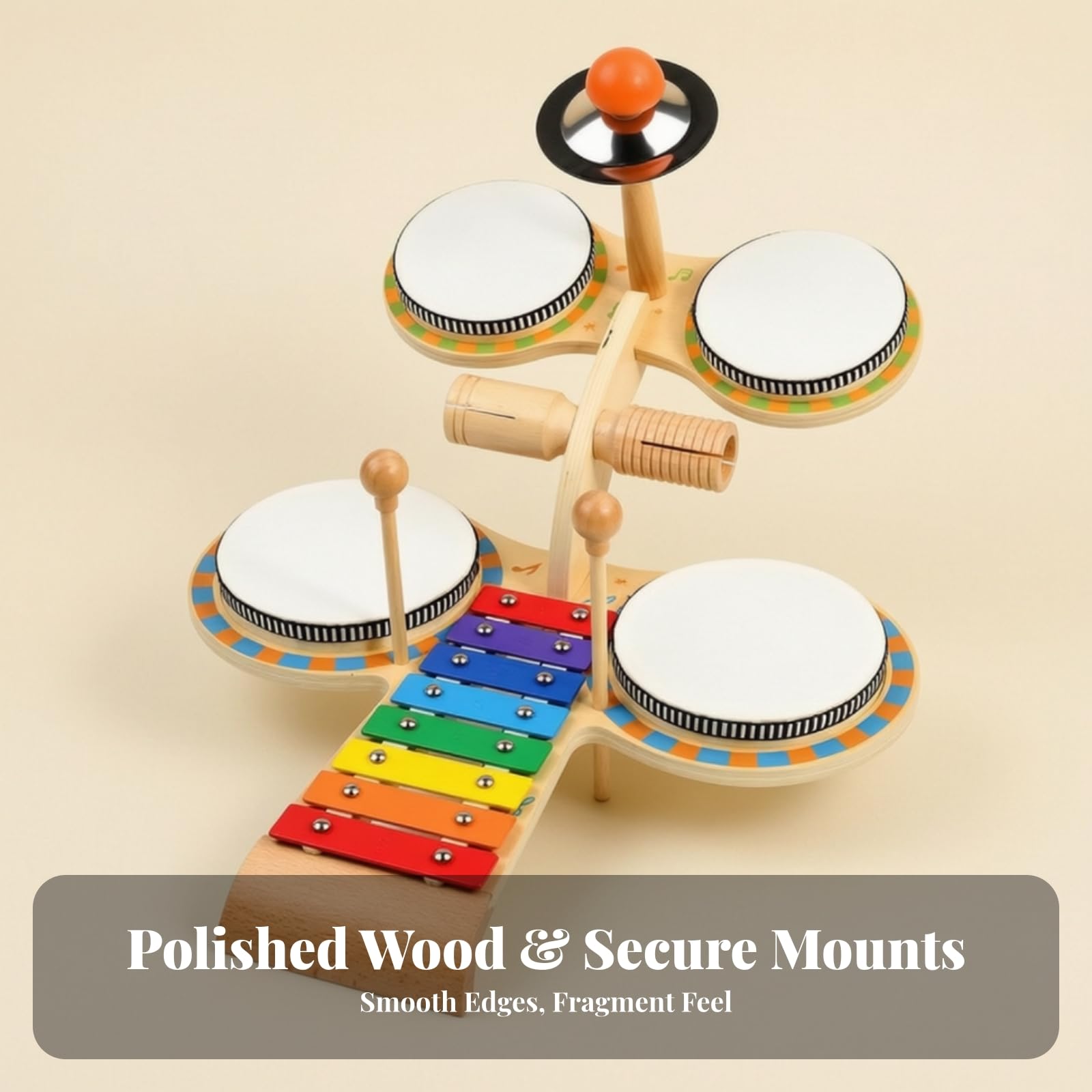 Banco Musicale in Legno | Multistrumento, Tavolo Musicale con Xilofono, Strumento a Percussione con Xilofono, per Casa, Neonati , Stile B