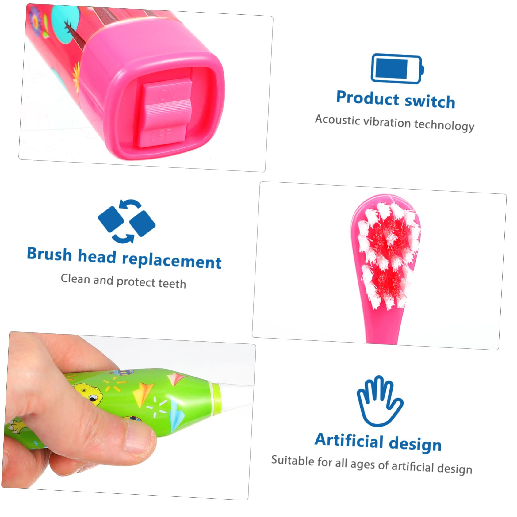 Mobestech 8pezzi Spazzolino Elettrico Per Design e Portatile Pulizia Profonda e Per Rimuovere Placca e Macchie Materiale Sicuro Per Gengive Sensibili Facile Da Usare e Divertente Per Piccoli