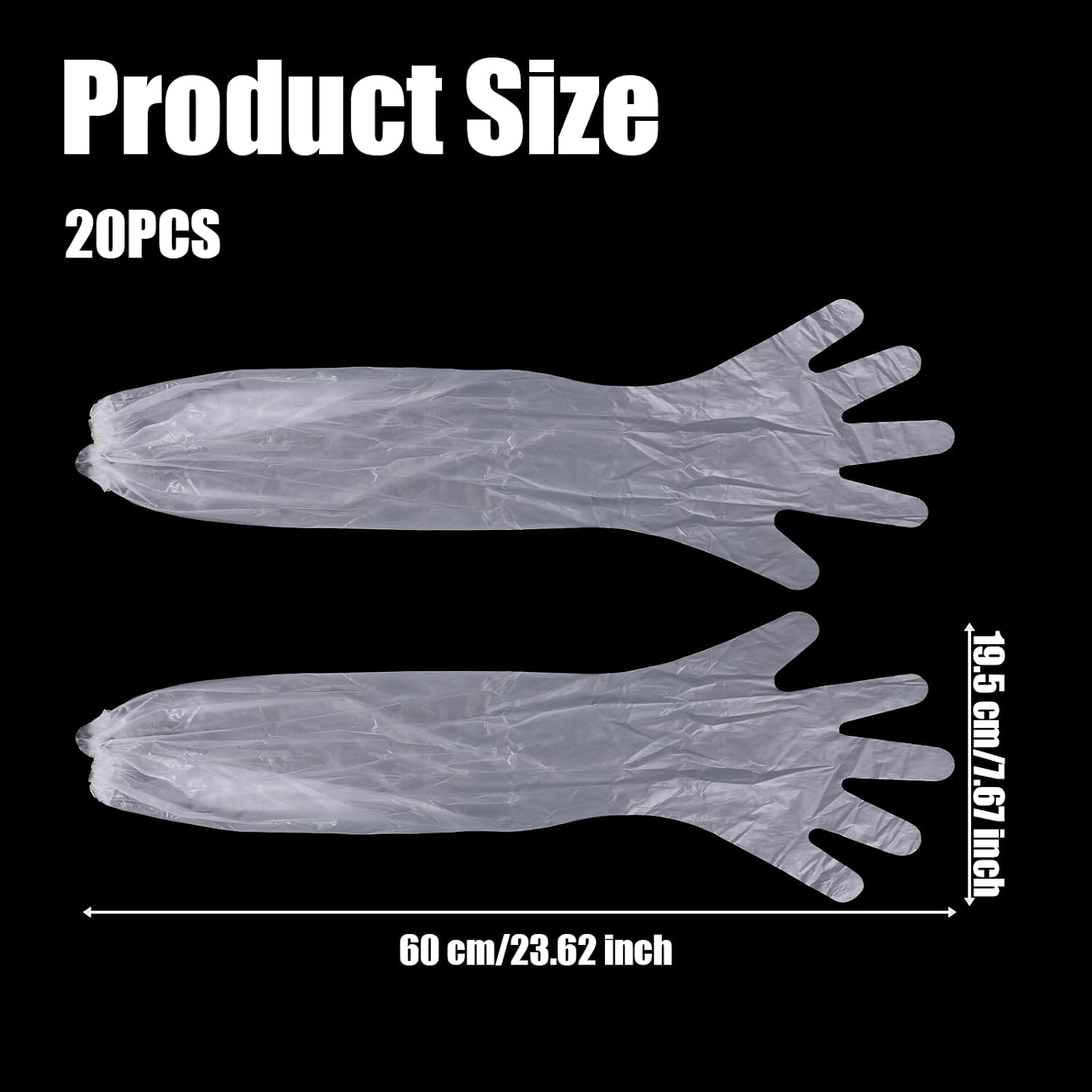 20 Pcs Long Disposable Cleaning Gloves Elbow Length Plastic Waterproof Protective Sleeve Suitable For Household Duties Cooking Dishwashing Hair Dyeing Field Dressing