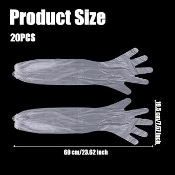 20 Pcs Long Disposable Cleaning Gloves Elbow Length Plastic Waterproof Protective Sleeve Suitable For Household Duties Cooking Dishwashing Hair Dyeing Field Dressing