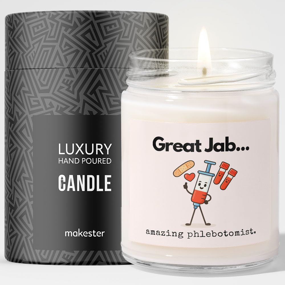 Phlebotomist Gift - Luxury Soy Wax Candle - Vanilla, Jasmine, Sugared Almond - Makester โ image 1