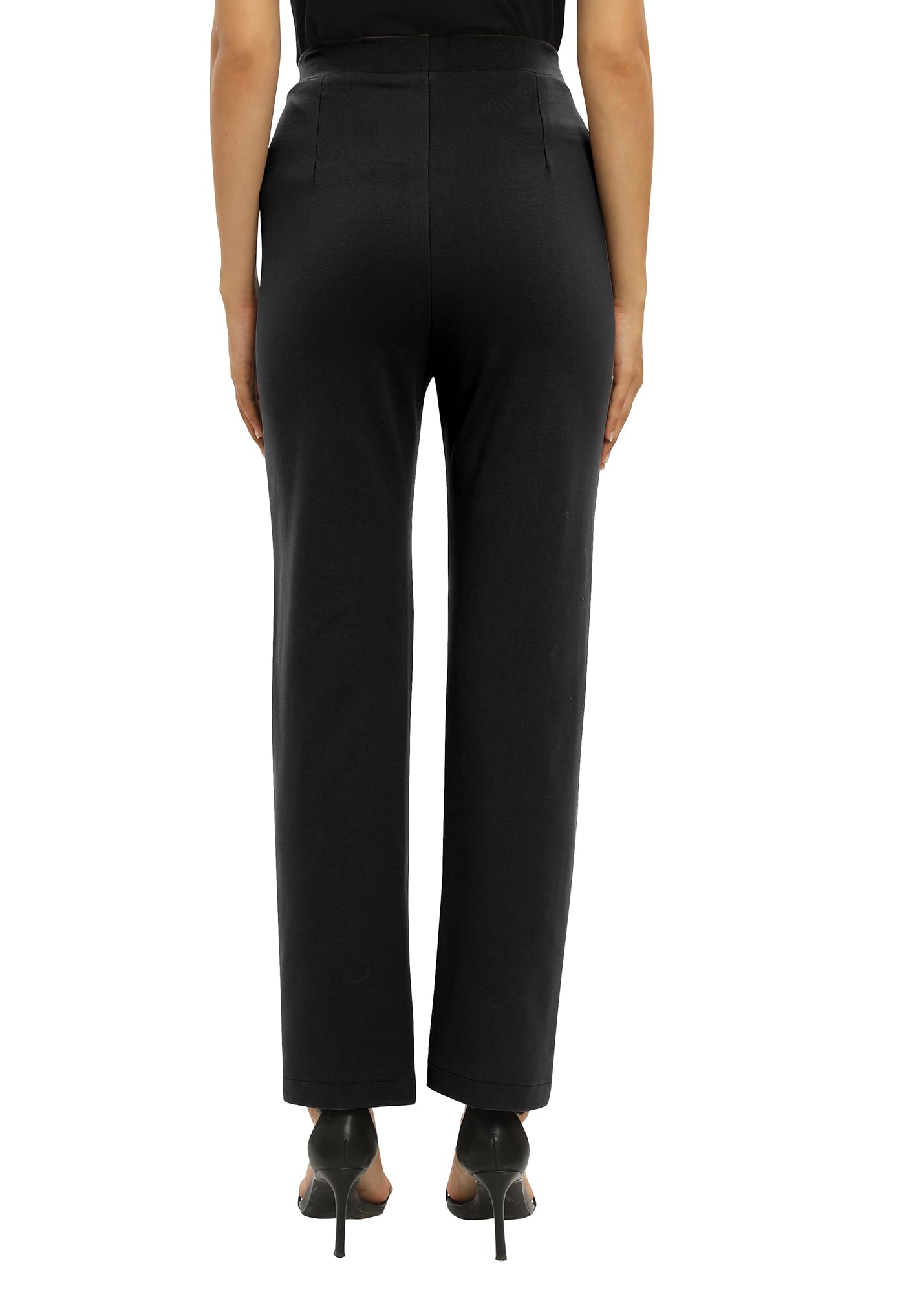 Mujeres Oficina Casual Piernas Rectas Trabajo Pantalones Elástica Cintura Pantalones con Bolsillos