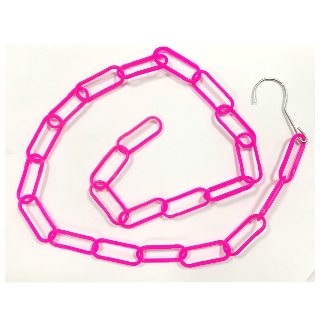 HEAVY DUTY PASTIC AND METEL Market Shop Display Long Metal PLASTIC Chain with Hook Hanging Clothes (PLASTIC PINK)