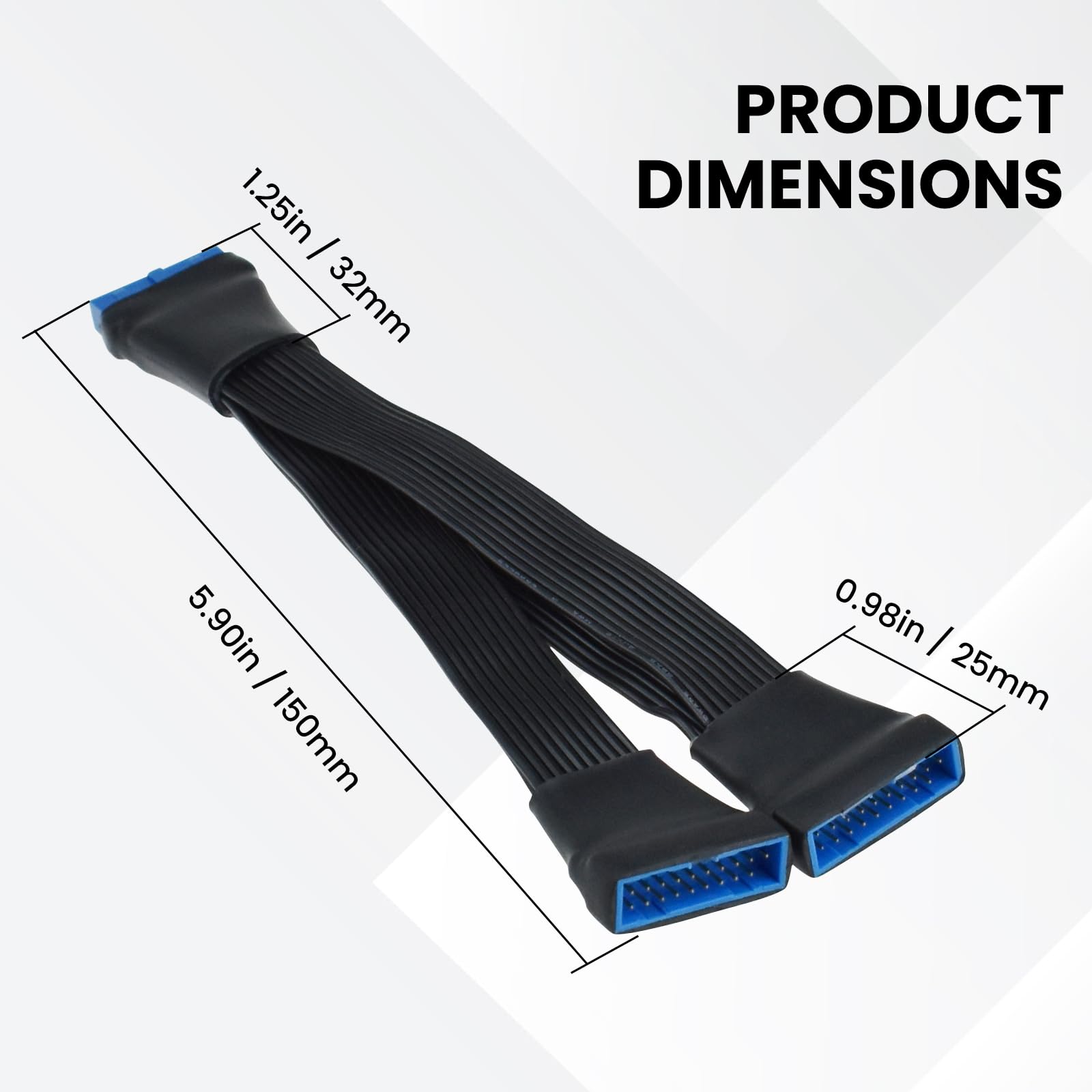 2 x przedłużacz USB 3.0, 19/20-pinowy 1-2 Y, wewnętrzny adapter do płyty głównej (15 cm)