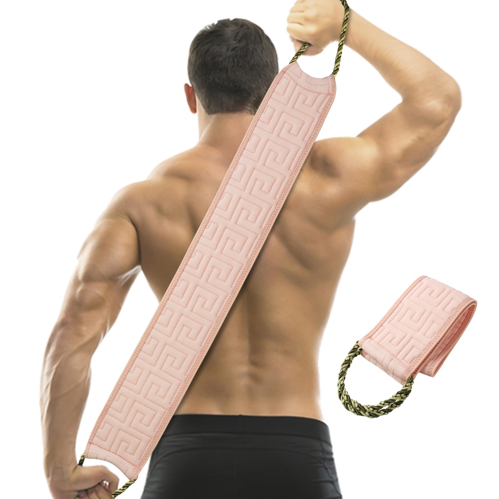 Exfoliating Back Scrubber for Shower 34 Inches Back Scrubber with Handles, Double Sided Body Exfoliator Bath Tool