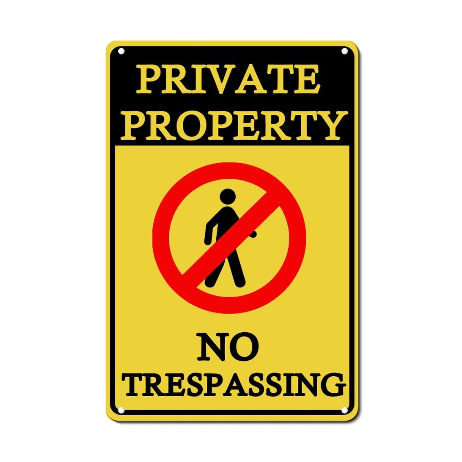 ENEDNATE Vintage Warning Metal Sign 8x12 Inch Private Property No Trespassing Retro Man Cave Street Aluminum Tin Metal Sign for Indoor Outdoor Garden Patio Yard Park Cafe Pub Public Farm Home Decor