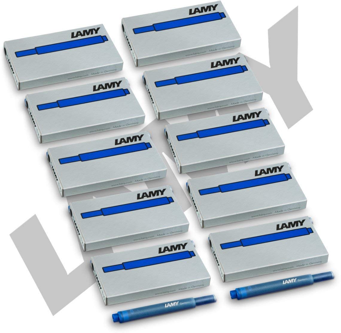 Lamy t10 lot de 50 cartouches d'encre-bleu (10 x 5 cartouches d'encre pour stylo plume) 10er Pack