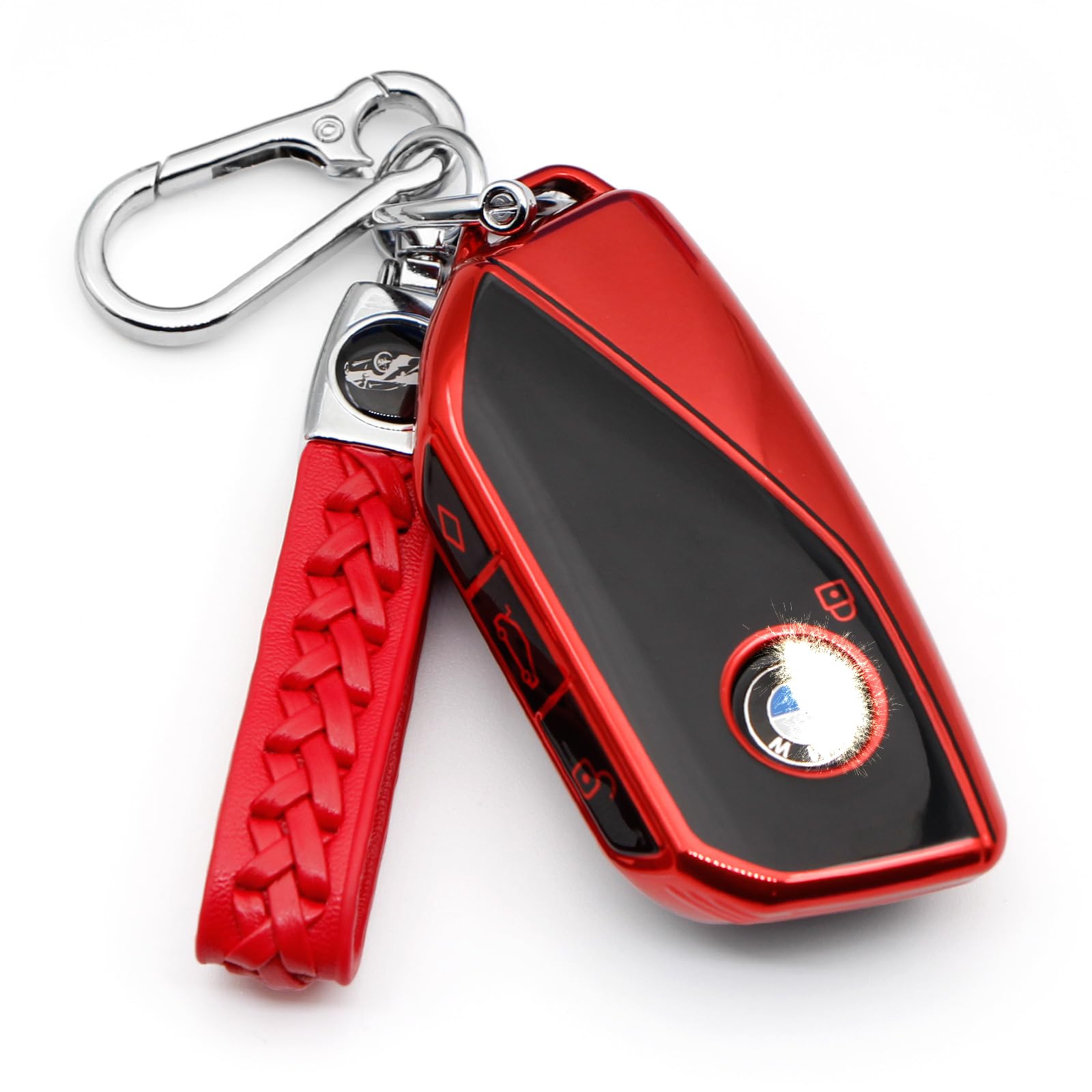 Creativity For BMW X5 Key cover and Key chain accessories (Red set)