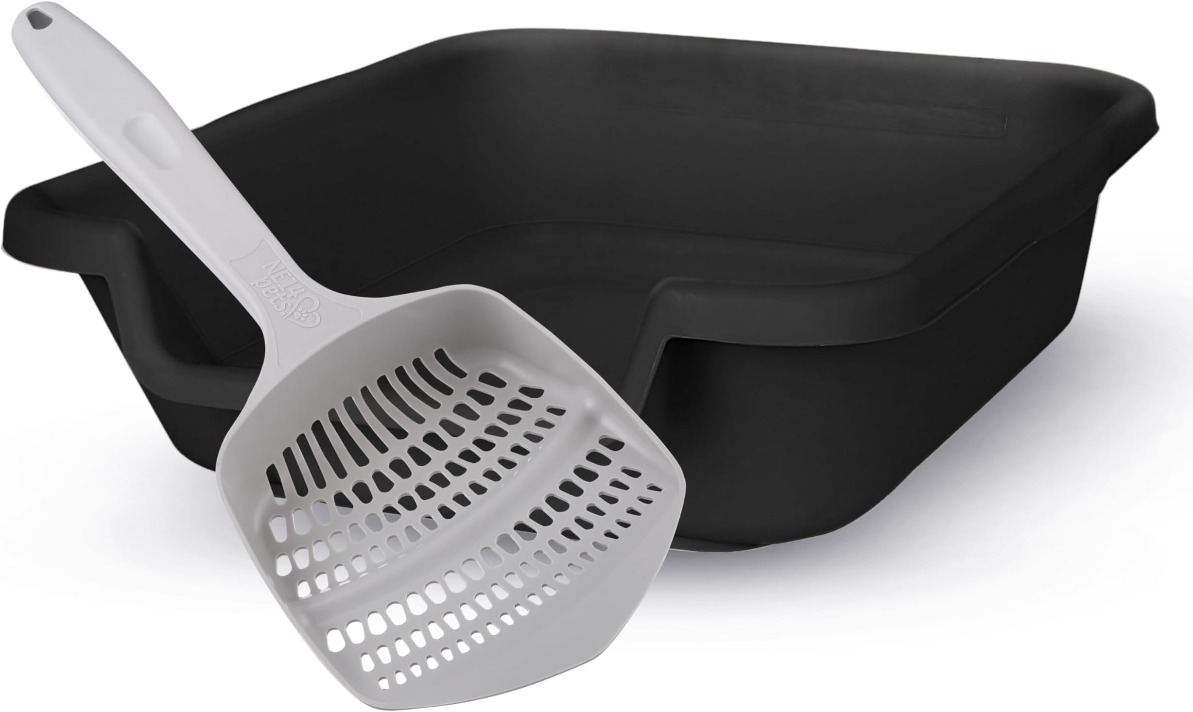 KittyGoHere Senior Cat Litter Box, Small Size, Black, Pet Safe Kitty Litter Box, Low