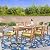 Christopher Knight Home Harvey Outdoor 7 Piece Acacia Wood Dining Set, Teak Finish/Green