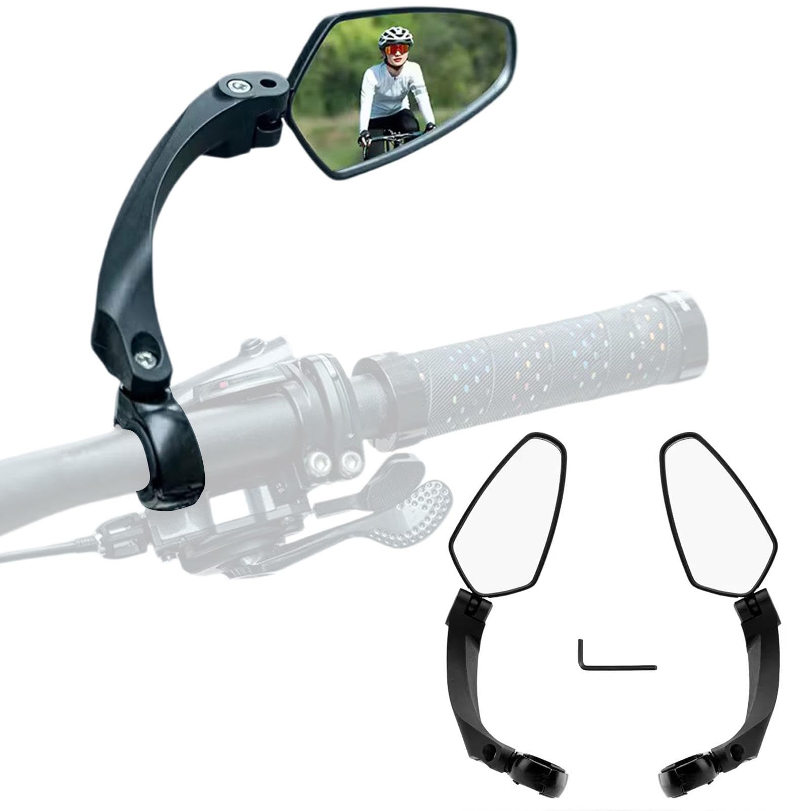 Miroir de Vélo de Guidon Lentille Acrylique de Rétroviseur de Vélo de Rotation à 360 ° Accessoires de Rétroviseur de Vélo Sûrs pour Vélo de Route de Montagne Scooter Moto,1 Pair