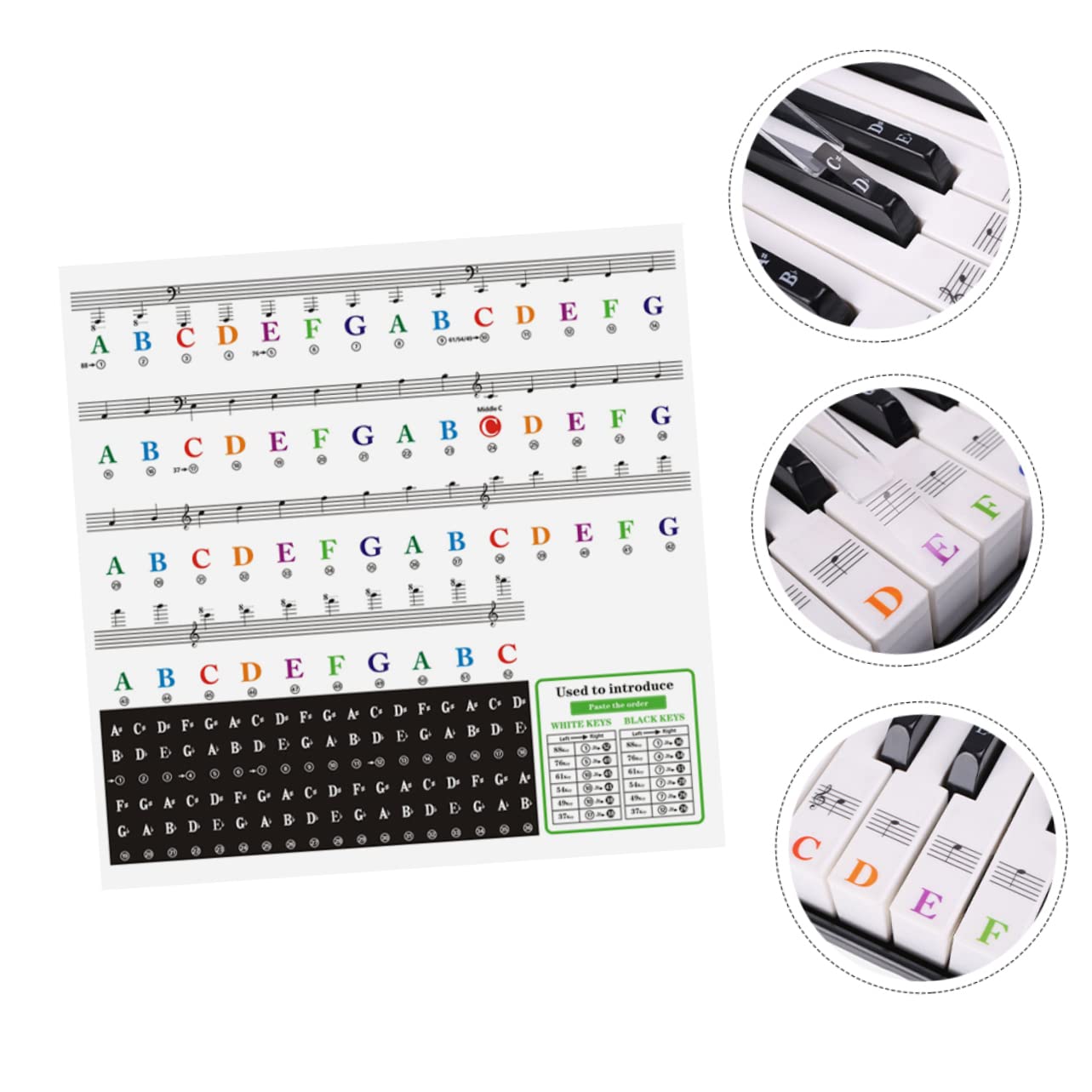 ifundom Piano Accessories Piano Keyboard Stickers Music Keyboard Labels Easy Peel Off