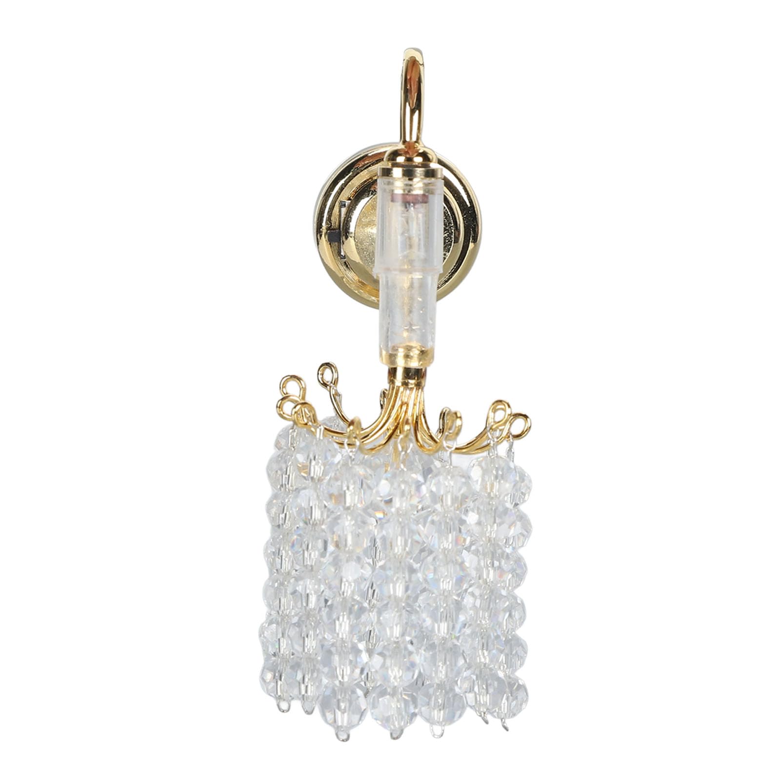 Asixxsix Luci per Casa delle Bambole, Lampada da Parete in Miniatura in Scala 1:12 Alimentata a Batteria CR1632 130mAh con Perline Acriliche con Base in Metallo per l'arredamento della Camera da