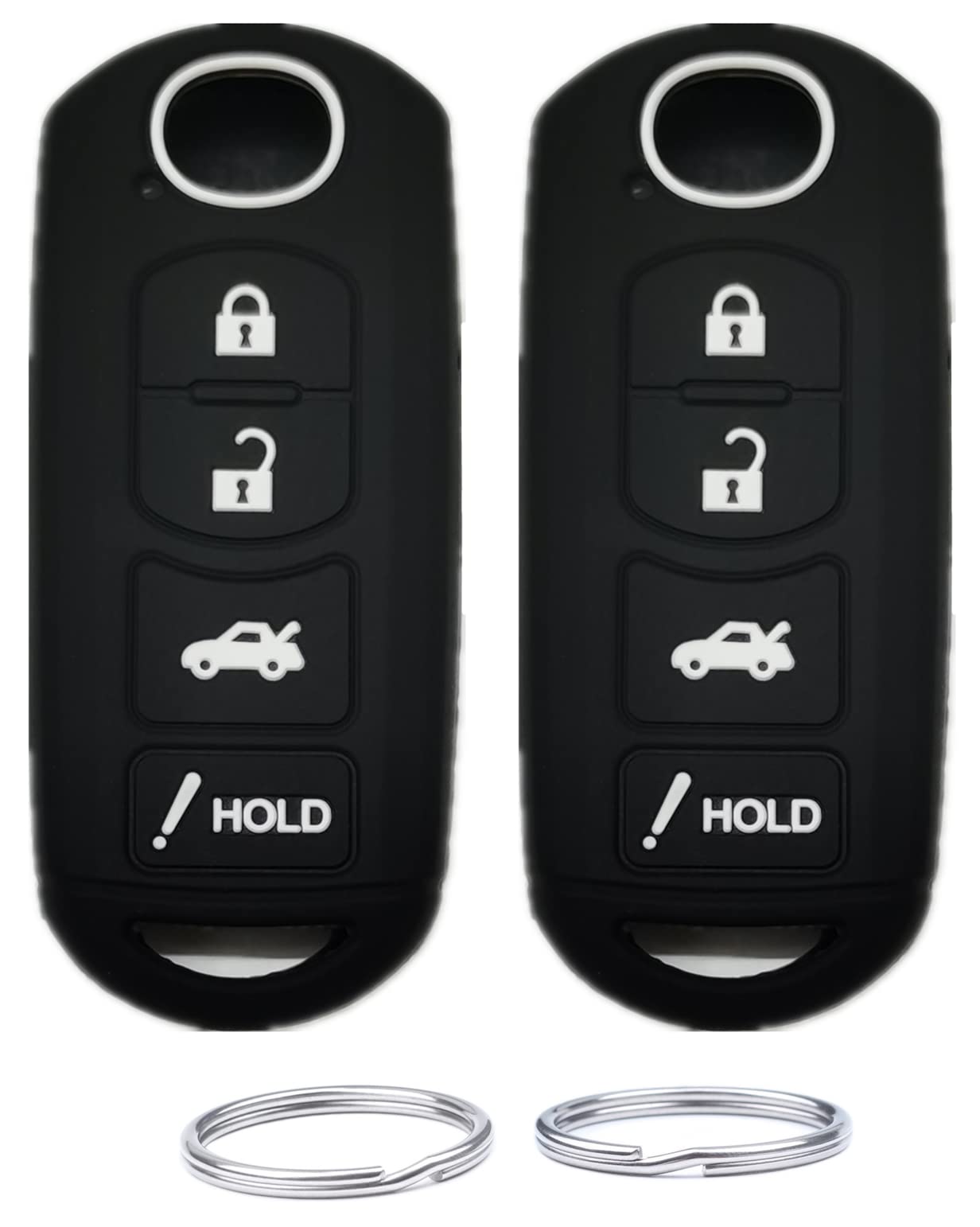 UOKEYSilicone Keyless Remote Key fob Cover fit for .Part Number:KR55WK49383(4 Buttons) (Black+Black)