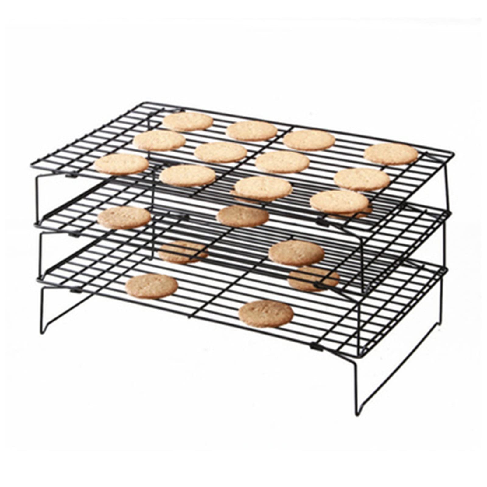 Plateau de refroidissement pour gâteau Cuisson pliable Grille de refroidissement pour gâteau Grille de refroidissement pour pain Grille à biscuits Grille de refroidissement antiadhésive noire (Coule