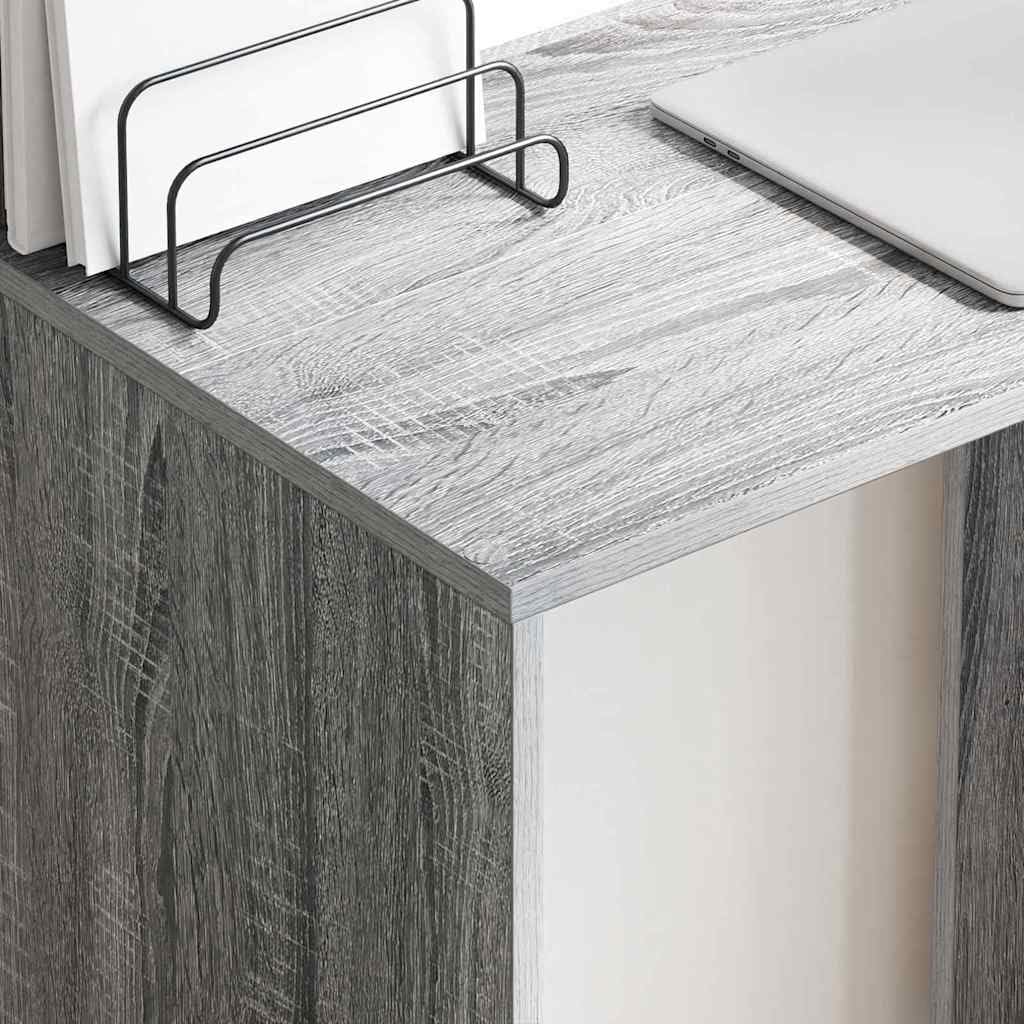 Scrivania Grigio Sonoma con Scaffali in Legno Ingegnerizzato | Ideale per studio o soggiorno, ottimizza lo spazio grazie agli scaffali integrati e alla superficie opaca.