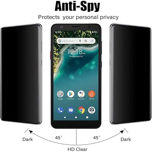 Miniatura 3 de Protector de pantalla de privacidad para ZTE Avid 589 (2 unidades), no cobertura completa, vidrio templado, antiarañazos, antiarañazos, dureza 9H,