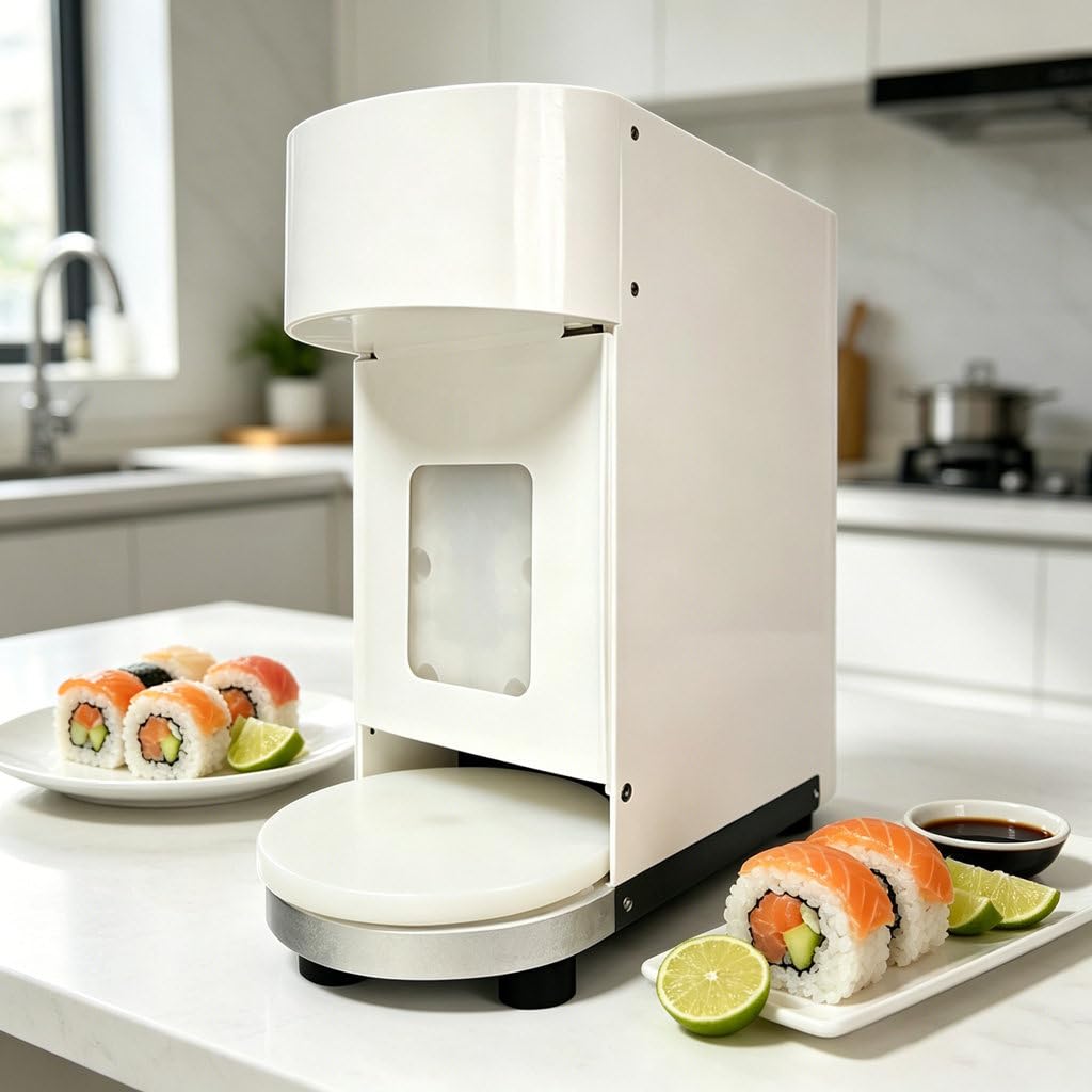 LIBYHEI Electric Sushi Maker Onigiri Slicer Seaweed Rice Cutting Machine Complete Sushi Rolling Kit with Easy-to-Use Design,Sushi Maker Easy to Make Round Shaped Sushi for Home Use