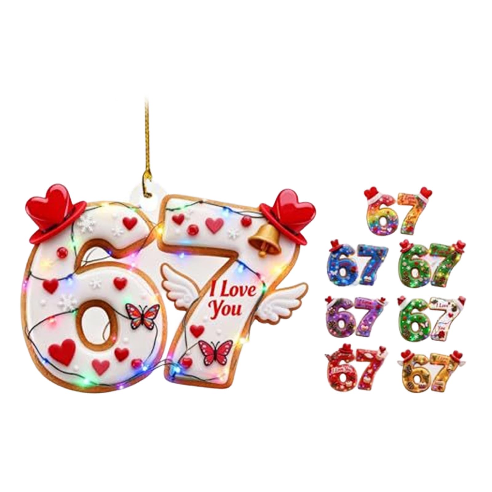 Number Ornament Shatterproof Valentines Tree Decoration for Door Wall Tree Display Birthday Wedding Celebration Ornament