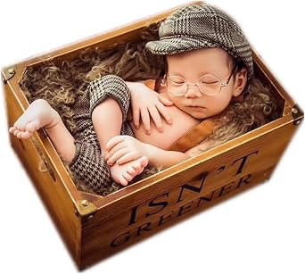 Coberllus Newborn Baby Photography Photo Props Checked Fabric Boys Flat Cap & Suspender Pants Romper Photography