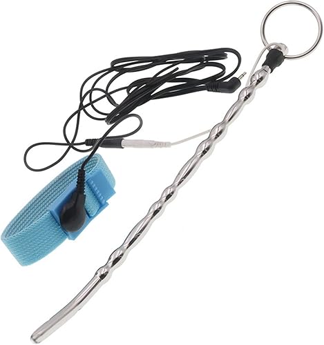 Miniatura 29 de Masturbación masculina Metal choque eléctrico enchufe uretral anillo estirable del pene conjunto de choque eléctrico