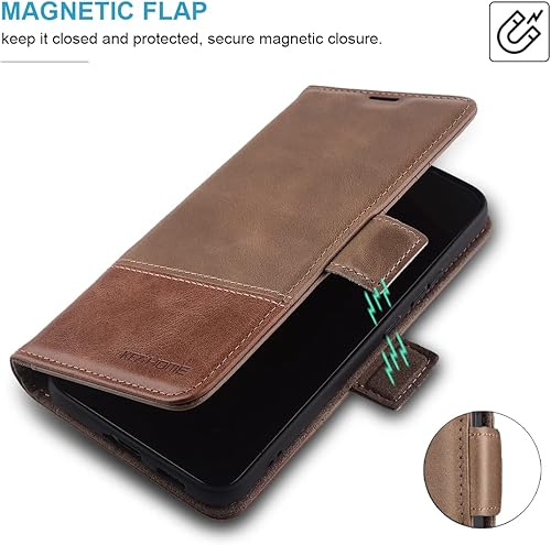 Miniatura 6 de KEZiHOME Funda para Galaxy S22+ Plus 5G, de piel auténtica, con función atril y ranura para tarjeta de crédito, bloqueo magnético, compatible con