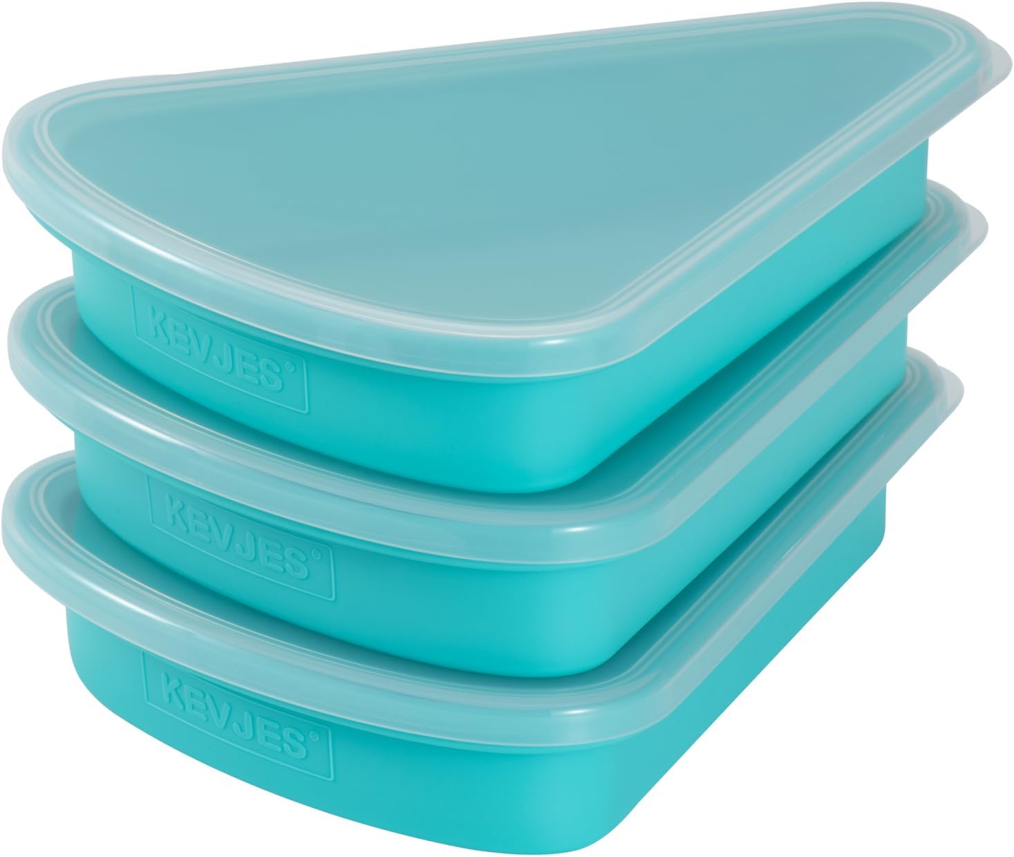 3-Pack Reusable Silicone Leftover Pizza Slice Storage Container with Air-tight Lids-BPA Free,Fits Single Slice up to 16",On-the-go Bento Style,Microwave, Freezer & Dishwasher Safe(3 Blue)