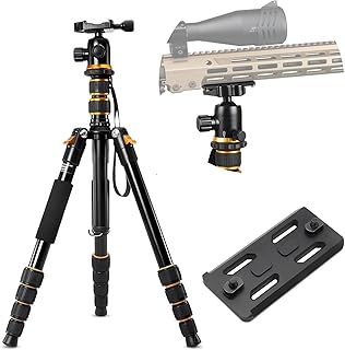 Aluminum Rifle Tripod Shooting Stick Gun Rest Stand Compatible with MLOK Handguards for Hunting & Shooting, 21-63 Inches - HIGOO