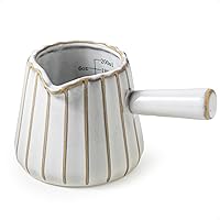 YHOSSEUN Ceramic Espresso Measuring Cup with Handle & Dual Scale, 6oz/200ml Cream White - Microwave Safe Espresso Shots Cup