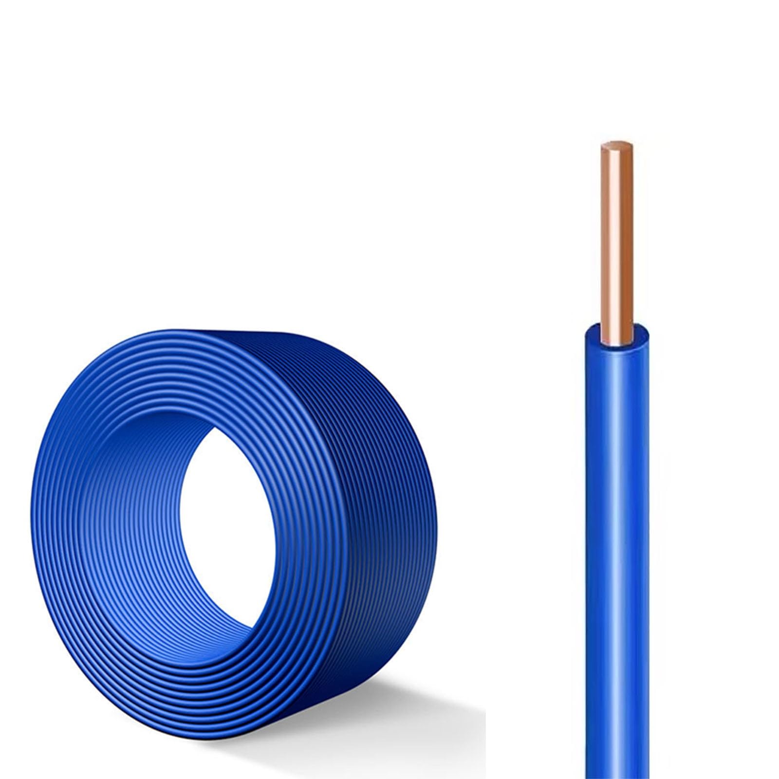 Câble Électrique Monoconducteur Isolé PVC, 100 M De Fil Cuivre Massif Bleu BV, 450/750 V, For Câblage Et Distribution D'énergie Domestique(10mm2)