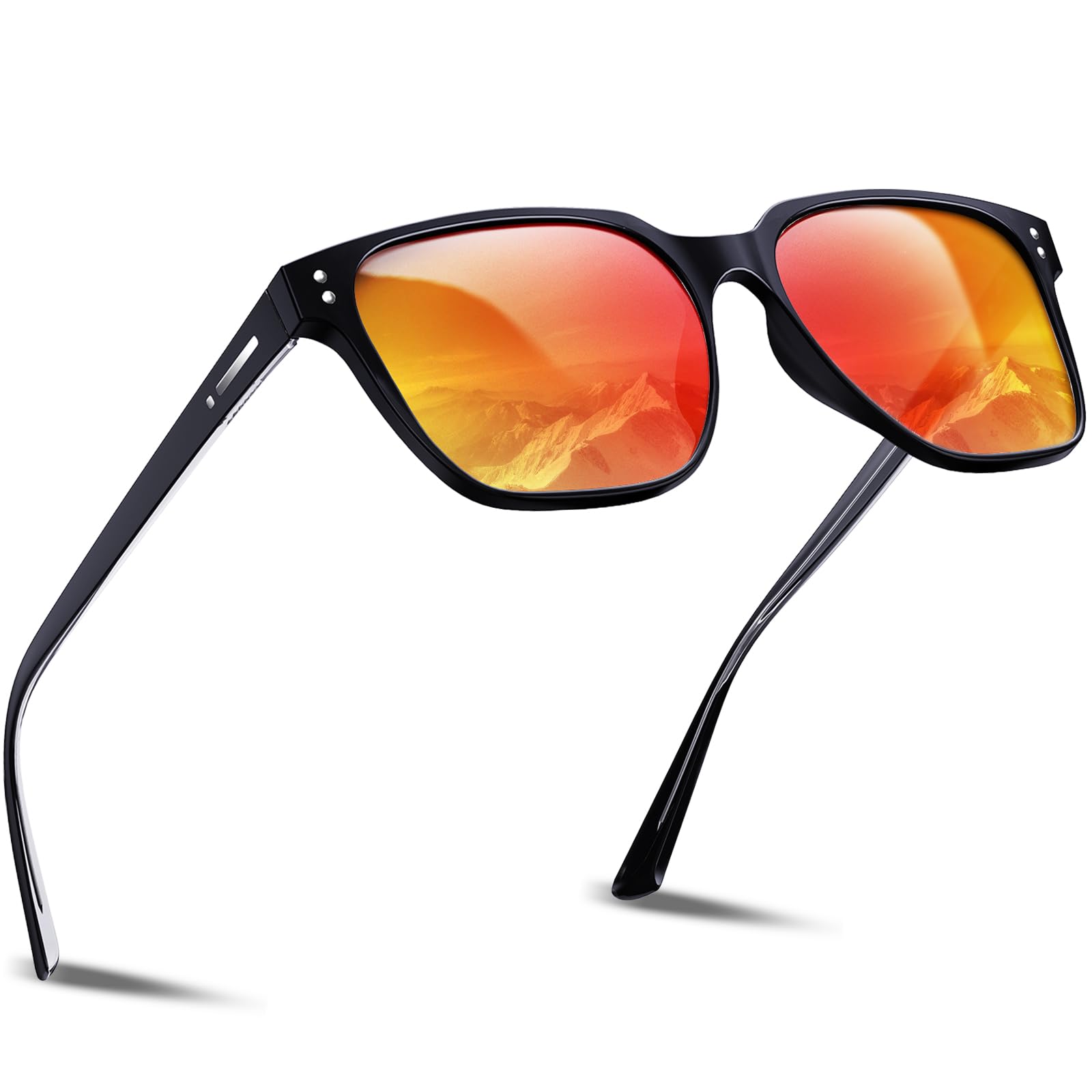 DADA-PRO Occhiali Da Sole Polarizzati Uomo Donna - UV400, Forma Rettangolare Retrò, Nero/Verde/Rosso, Unisex, Leggeri Per Ciclismo, Guida E Pesca