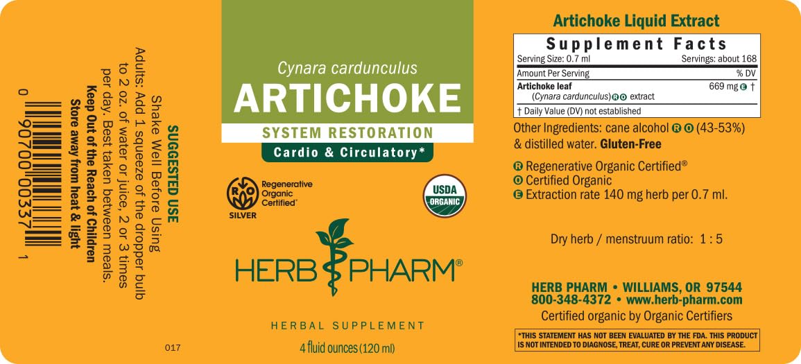 Herb Pharm Artichoke Liquid Herbal Extract: Organic Artichoke Leaf for Cardiovascular, Circulatory, & Digestive Support, Liver Support | Gluten-Free, Vegan, Non-GMO, Up to ~3 Month Supply, 4 oz* — Amazon image 8