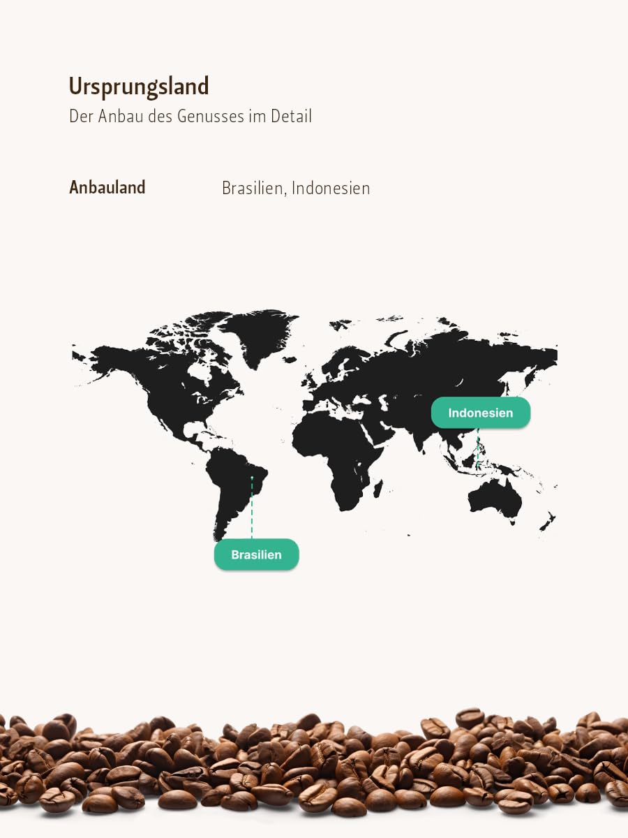 Berliner Kaffeerösterei - Java Espresso (1000g / ganze Bohne), Röstgrad Kaffee: dunkel, 70% Arabica Bohnen, Aromaprofil: Nussig/Süß/Würzig