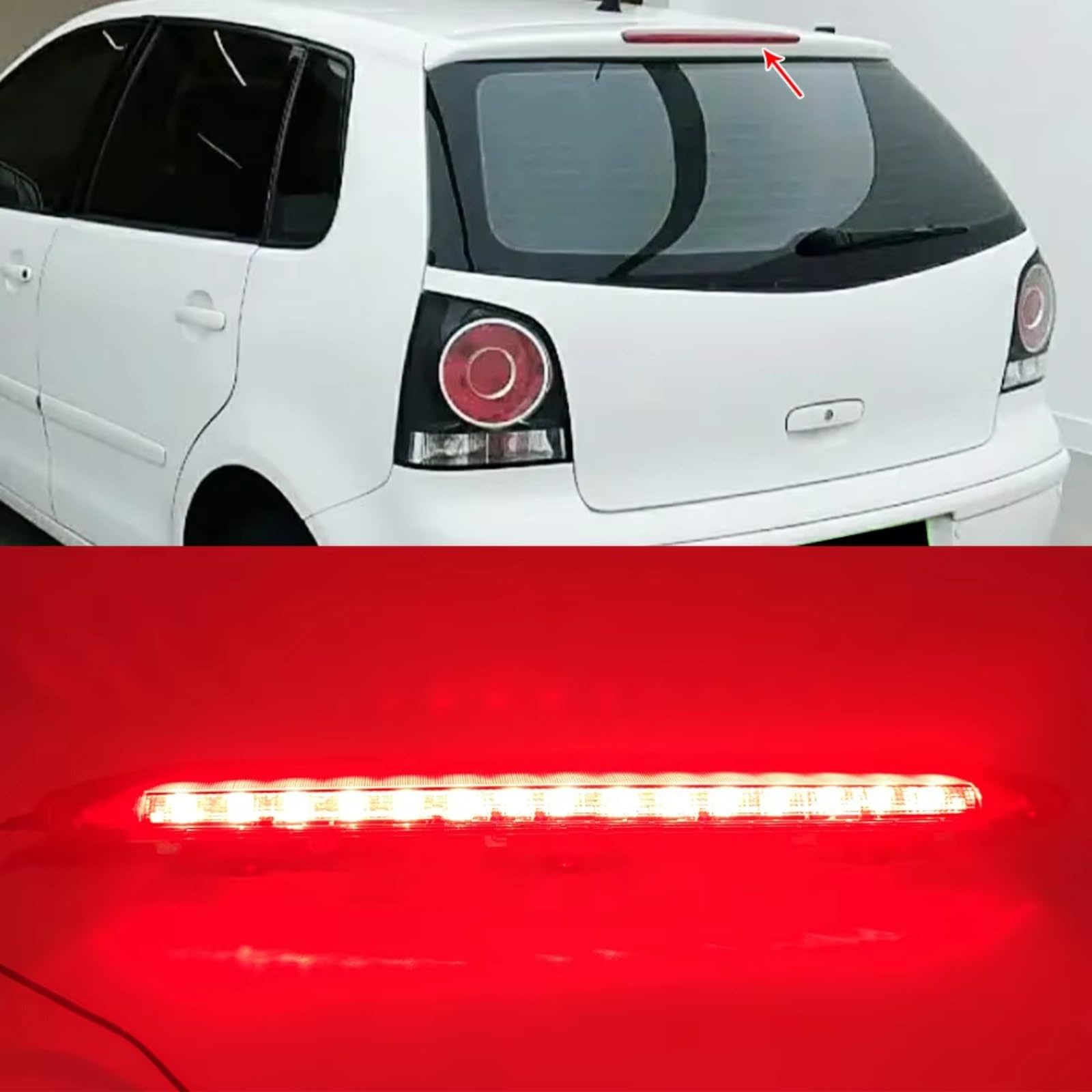 Troisième Feu Stop Pour VW Pour Polo IV MK4 9N 9N3 Hayon 2002-2010 OEM:6Q6945097 Led Troisième Feu Stop Projecteur Arrière Rouge Feu Stop Feu Stop Additionnel(Red Cover)