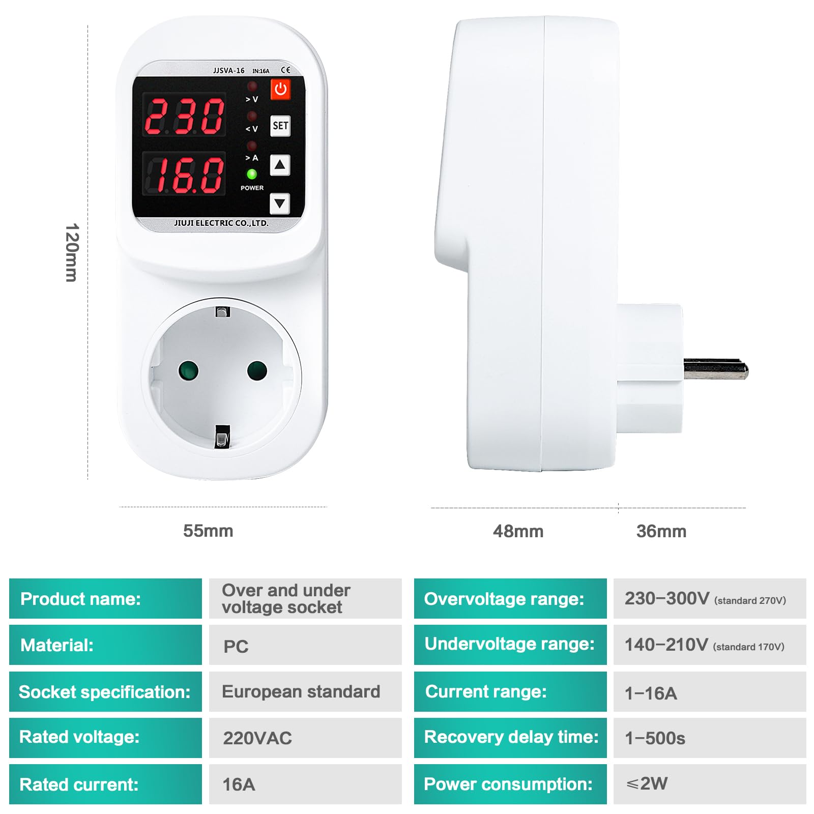 Presa Antifulmine Jadeshay Adattatore Protezione Sovratensioni AC220V 16A