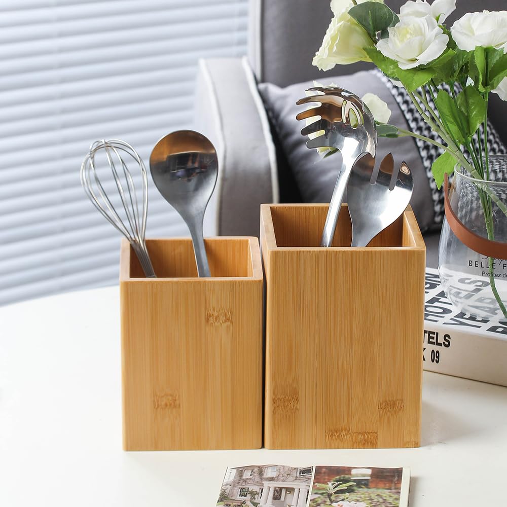 Westmark Porte-Ustensiles Carré En Bambou - Organisateur Cuisine 13,5 X 10 X 10 Cm, Tapas + Friends