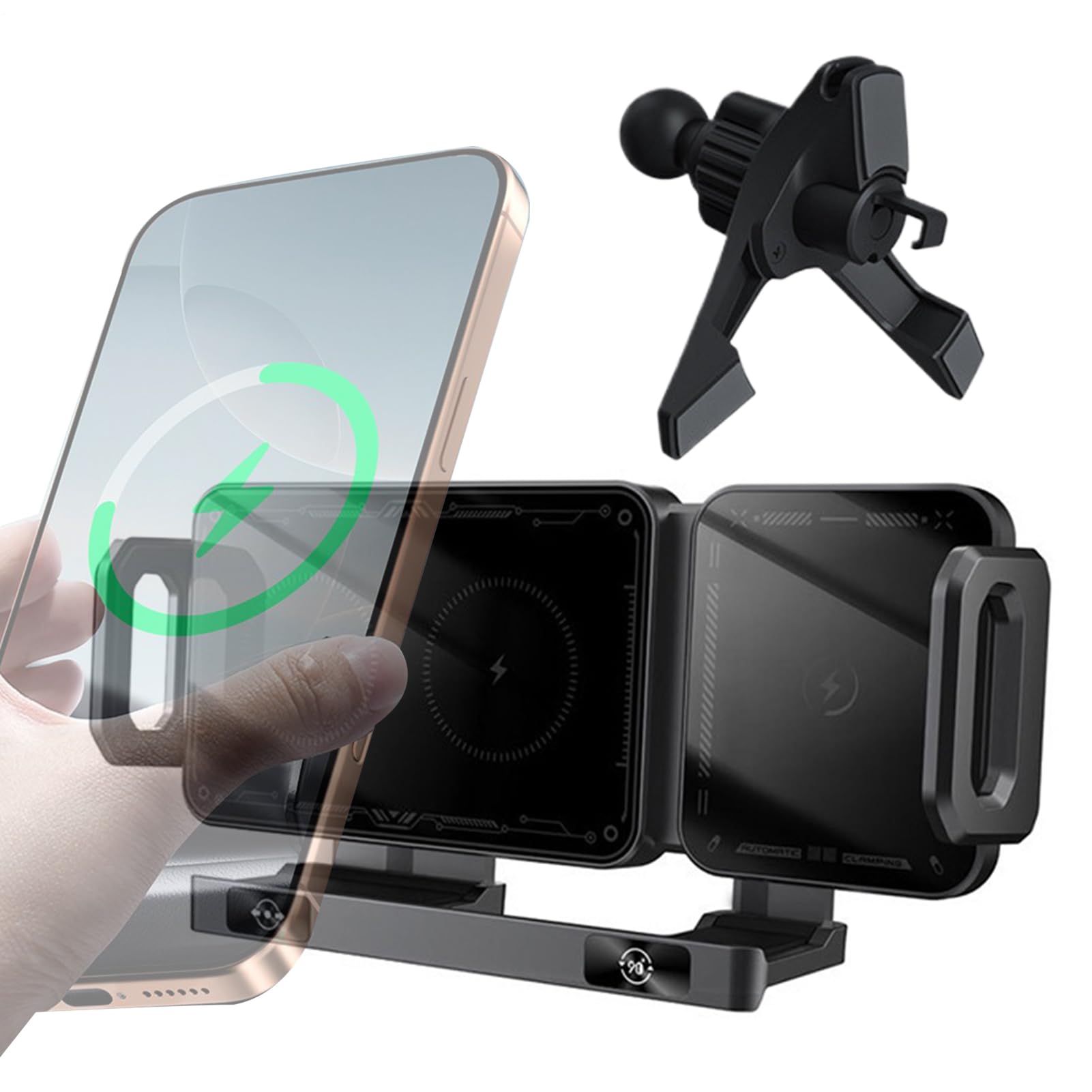 Caricabatterie Auto Wireless Per Cellulari 15W Ricarica Rapida Supporto | Supporto Auto Per Telefono Con Bloccaggio Automatico Per Controllo Musica, Viaggi Lunghi, Viaggi di Lavoro, Vacanze F