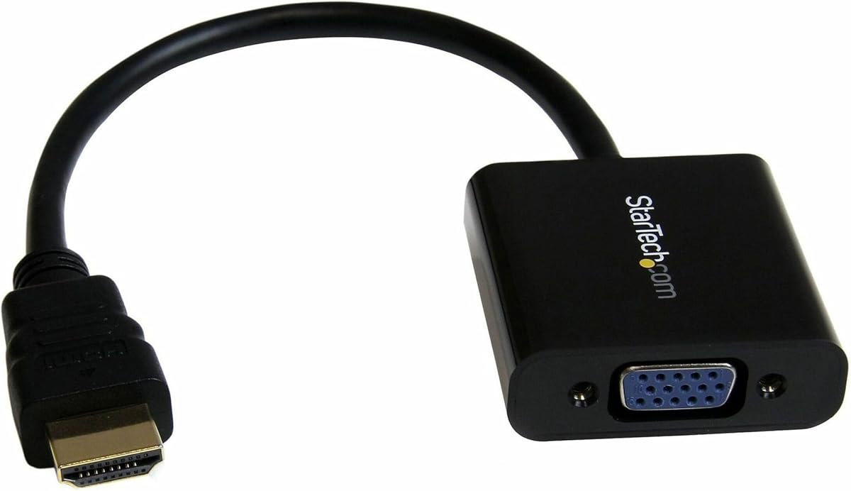StarTech.com Adaptador de Pantalla HDMI a VGA de Alta Velocidad 1080p 60Hz - Convertidor de Video Activo HDMI a VGA (Macho a Hembra) para Computadora Portátil/PC/Monitor (HD2VGAE2) | Convertidor activo de HDMI a VGA de alta velocidad para computadora portátil o de escritorio, 1920 x 1080, 1080p 60 Hz, sin alimentación externa, M/F, Plug-and-play