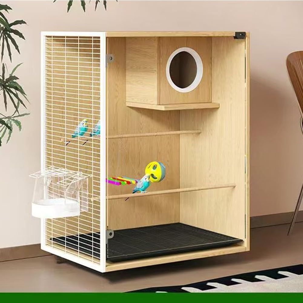 Amazon | 44*40*60CM無垢材 前面透明強化ガラスインコ ケージ インコ