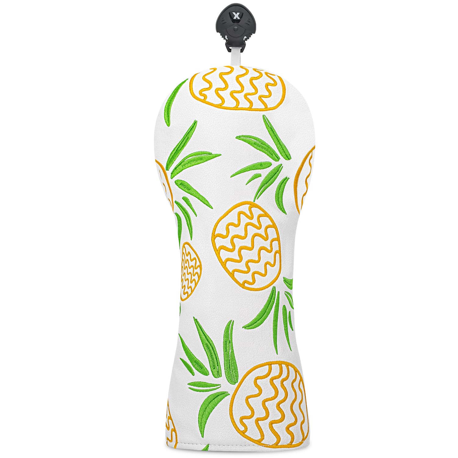 Golf Head Cover Golf Club White Pineapple Design Golf Covers PU Headcovers Set Fits Driver Fairway Wood Hybrid Utility Woods Iron Wedge Headcover.