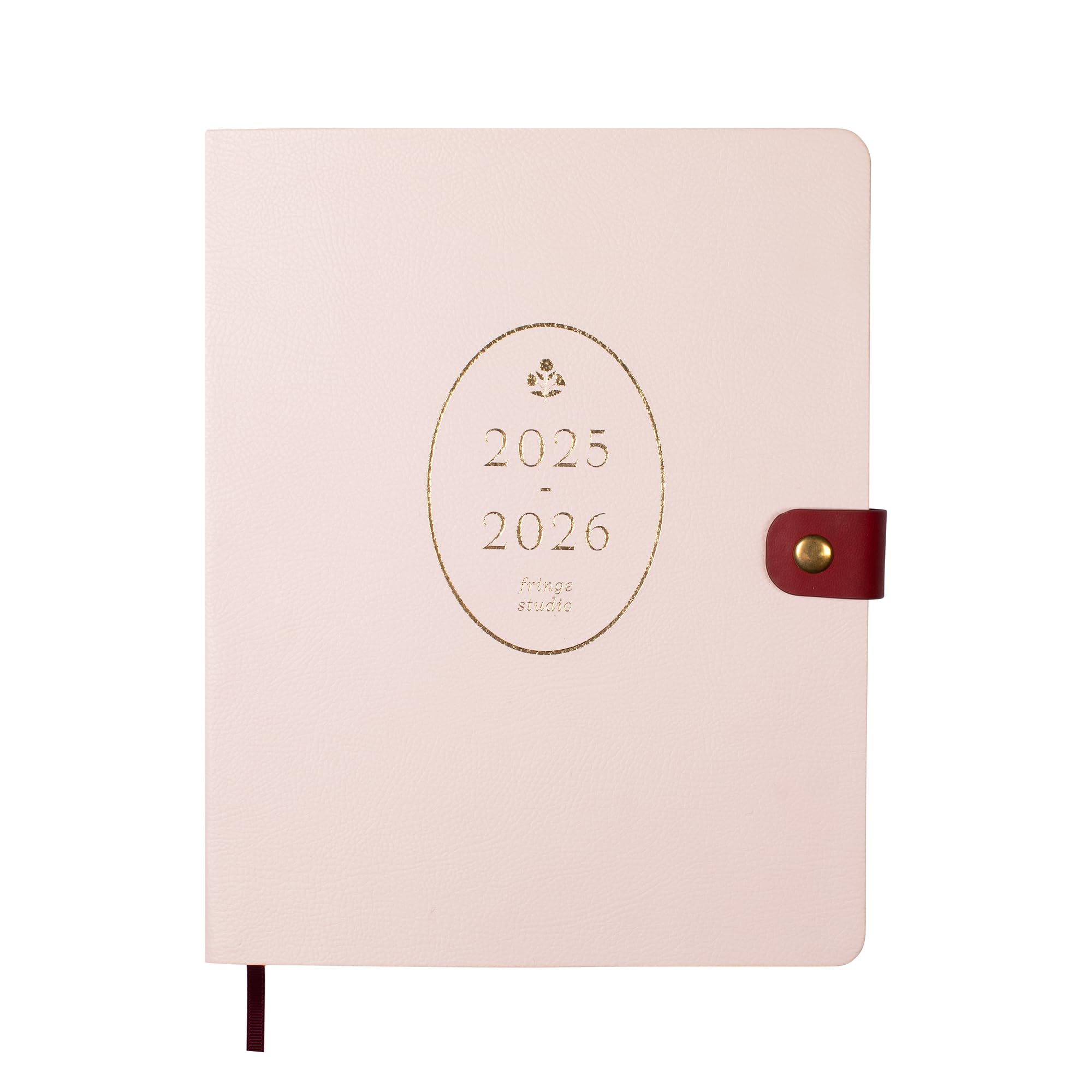 Fringe Studio 2026 Weekly Planner, Aug 2025 - Dec 2026, 17 Month, Faux Leather Wrapped Cover, "PRETTY STAMP BLUSH ", 8"w x 10"h, 240 Pages (137FL001)