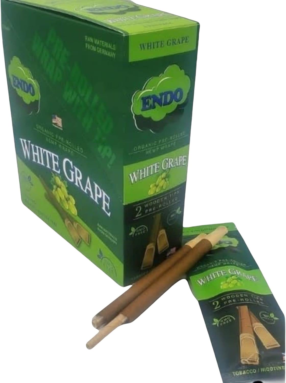 15PK Display Endo PreRolled Hemp Wraps White Grape