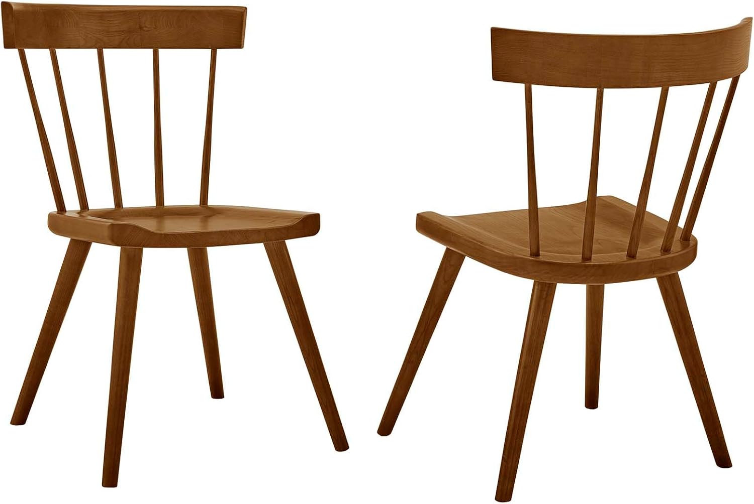 Modway Sutter – Silla de comedor moderna de madera de granja, color nogal, juego de 2