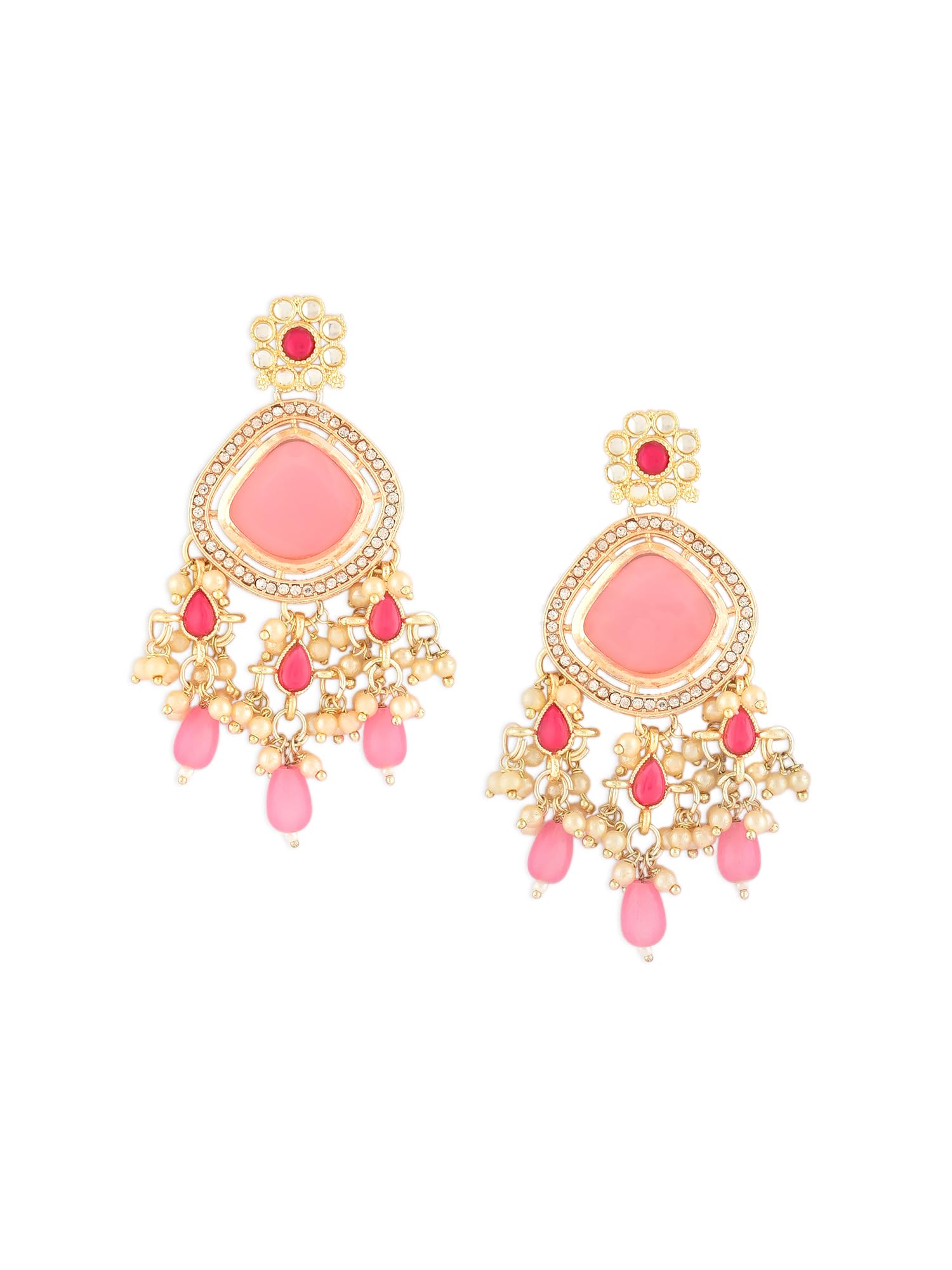 Zaveri Pearls Pink Stones & Beads Dazzling Austrian Diamond Dangle Earring For Women -ZPFK16186 (B0C9QDKZ5H) Amazon Price History, Amazon Price Tracker