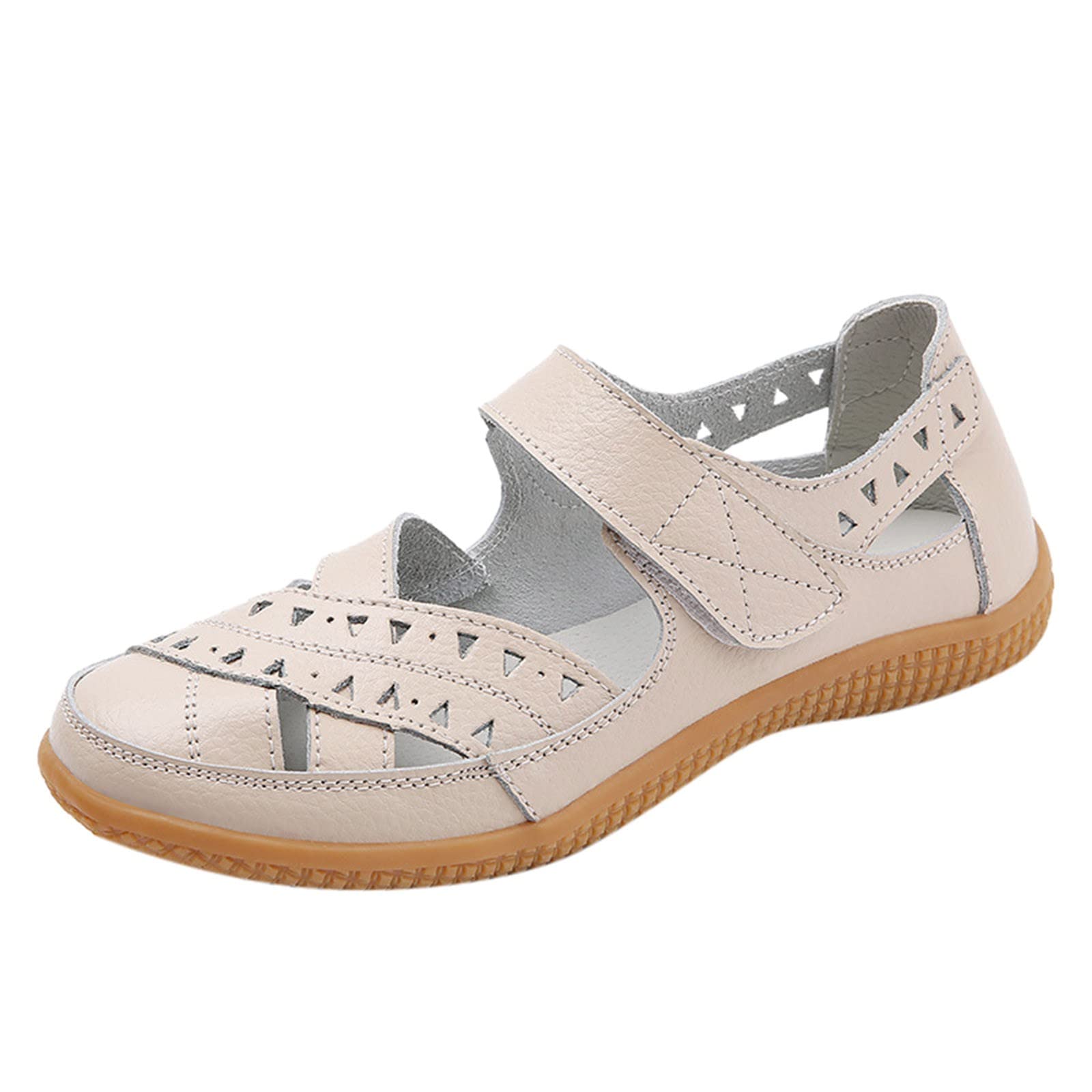 Sandalia Ortopédica de Cuero - Zapatos Mujer Verano Elegante Y Elegante Tacón Plano Chaquetas Plataforma Al Aire Libre Relajación Sandalias De Senderismo Calado Minimalista Zapatos Ligeros