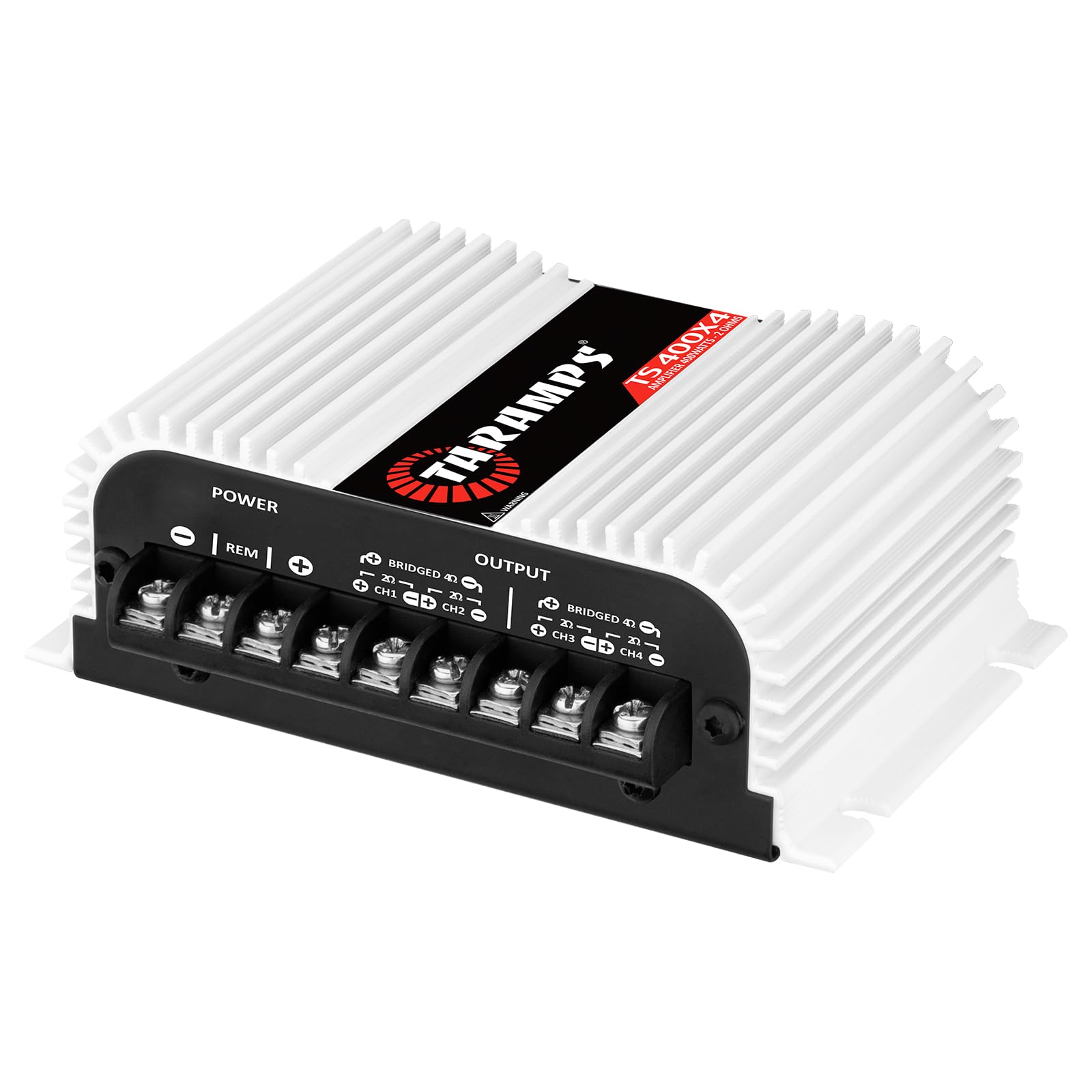 Taramps TS 400x4 con Entrada automática de Alto Nivel 400 vatios RMS, 4 Canales, Rango Completo, Amplificador de Audio para Coche, Entrada RCA, Clase D, 2 Canales Puentes, Sistema Amplificador