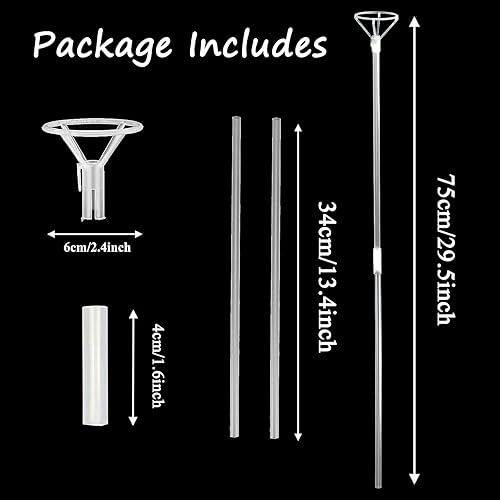 Miniatura 2 de Juego de 30 soportes grandes de globos transparentes de 27 pulgadas con copas, soportes largos reutilizables para globos de 10 a 30 pulgadas, varios